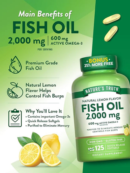 Nature's Truth Omega 3 Fish Oil 2000 mg 125 Liquid
