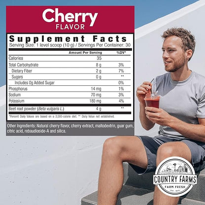 COUNTRY FARMS Bountiful Beets, Wholefood Beet Extract Superfood, Helps Support Healthy Circulation and Promote Energy, Nitric Oxide Boost, Cherry Flavor, 30 Servings