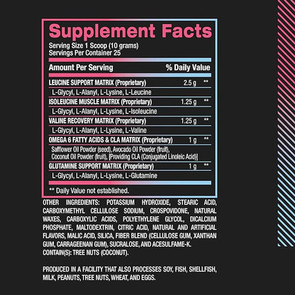 BPI Sports Best Aminos - BCAA Powder Post Workout & Glutamine Recovery Drink with Branched Chain Amino Acids for Hydration & Recovery, for Men & Women - Cotton Candy - 25 Servings