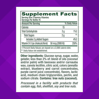 Vitafusion Vitamin D3 Gummy Vitamins 50 mcg 75 Day 150 Count