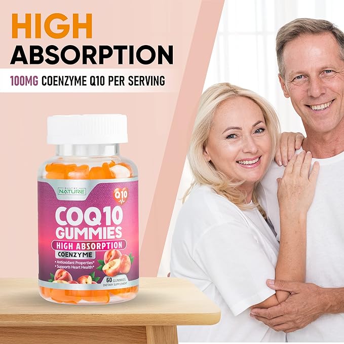 CoQ10 100mg Gummies, High Absorption Coenzyme Q10 Gummy, 60 Count 1 Month