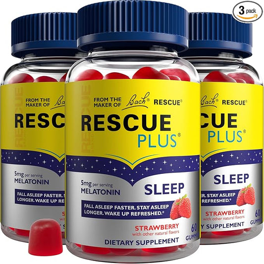 Bach RESCUE PLUS Melatonin Sleep Gummies, 3 Pack, 180 Count