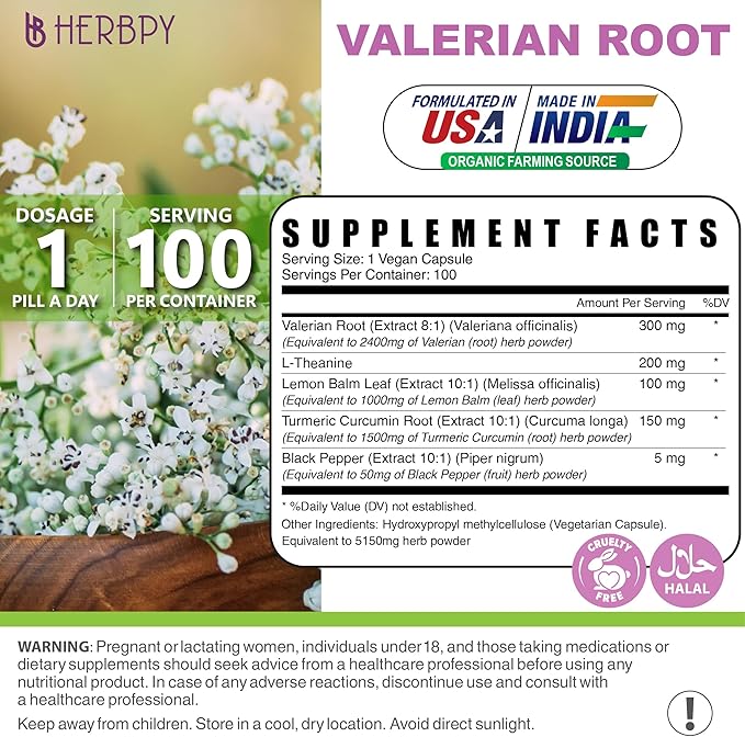 5in1 Valerian Root Capsules 5150mg Plus 100 Count