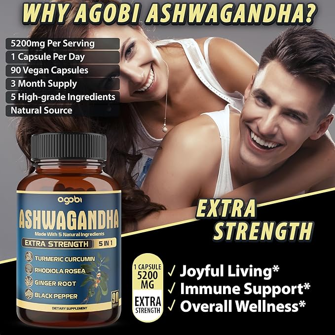 Ashwagandha Extract Capsule 5in1 Blended 90 Capsules 3 Months