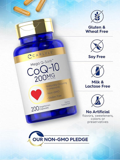 Carlyle CoQ10 200mg 200 Capsules Q-10 |