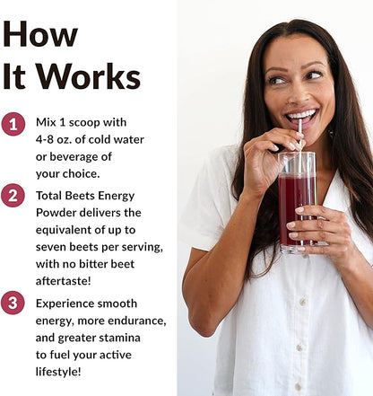 FORCE FACTOR Total Beets Beet Root Powder with Energy, NO3-T® Nitrates to Support Circulation, Blood Pressure, Blood Flow, and Stamina - Plus Green Tea Extract. A Superfood Supplement, 30 Servings
