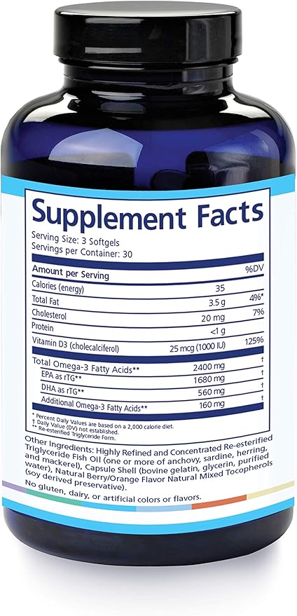 PRN De3 Omega-3 Fish Oil – 180 Softgels, 60-Day Supply 2240mg EPA