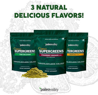 Paleovalley Organic Supergreens 3 Pack, 28 Servings 23 Organic