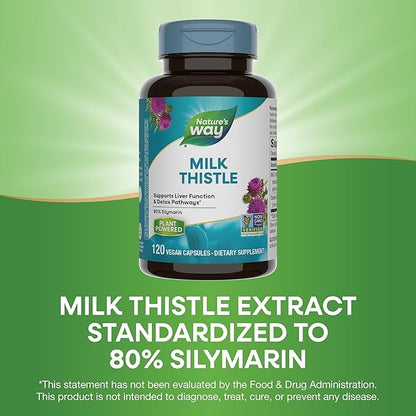Nature's Way Milk Thistle, Supports Liver 175 mg 80% Silymarin 120 Capsules