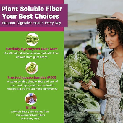 Fiber Gummies for Adults, Sugar Free 10g Prebiotic Fiber Supplement with Digestive Enzymes, Probiotics & 100mg Betaine for Digestive & Gut Health and Regulate Bowel Movement, Vegan, Gelatin Free, 60ct