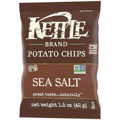 Kettle Brand Potato Chips, Sea Salt Kettle Chips, Snack Bag 1.5 Oz (Pack of 24)