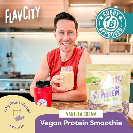 FlavCity All-in-One Vegan Protein Powder Smoothie, Vanilla 20g of