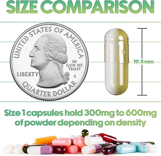 XPRS Nutra Size 1 Empty Capsules - 100 Count Empty Gelatin Capsules - Empty Pill Capsules - DIY Capsule Filling - Pure Bovine Pill Capsules Empty Gel Caps (White)