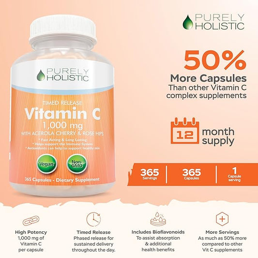 Purely Holistic Vitamin C 1000mg, 365 12 Month 2 Stage