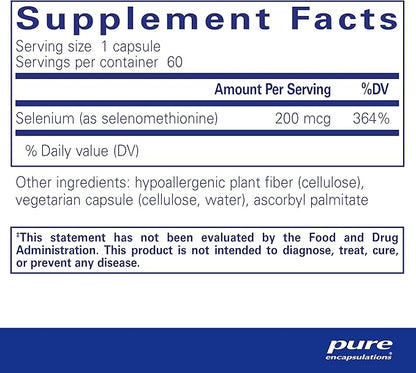 Pure Encapsulations Selenium 200 mcg 60 Capsules
