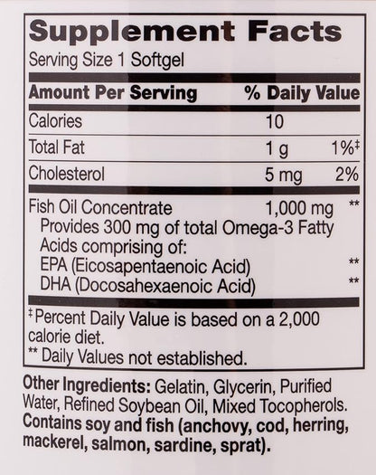 21st Century Fish Oil 1000 mg 300 Count