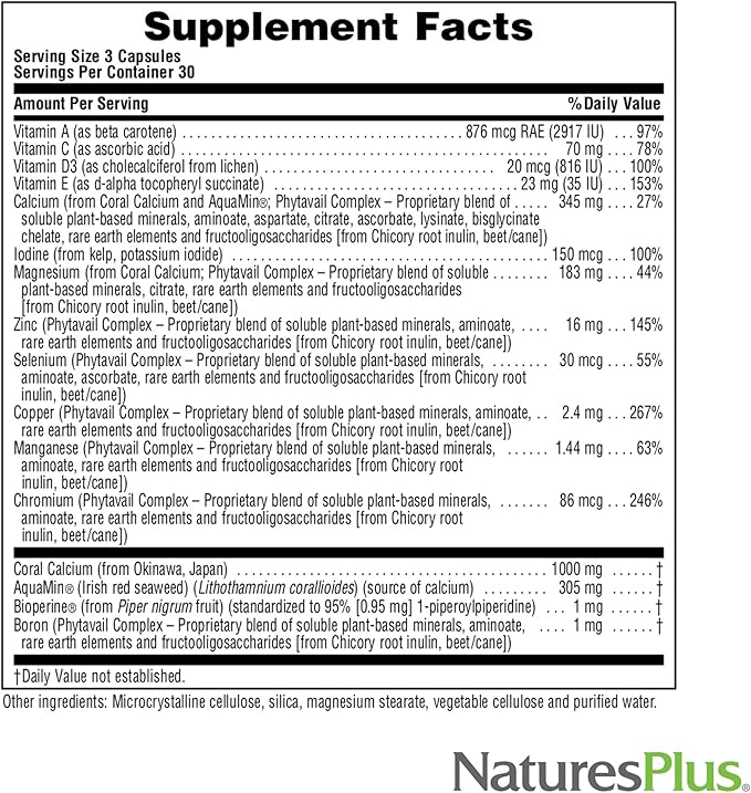 NaturesPlus Activated Coral Calcium 345 mg, 90 Vegetarian 30 Servings