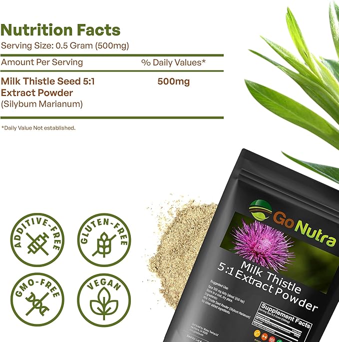 Go Nutra Milk Thistle Powder 1 lb. 5:1 Strength