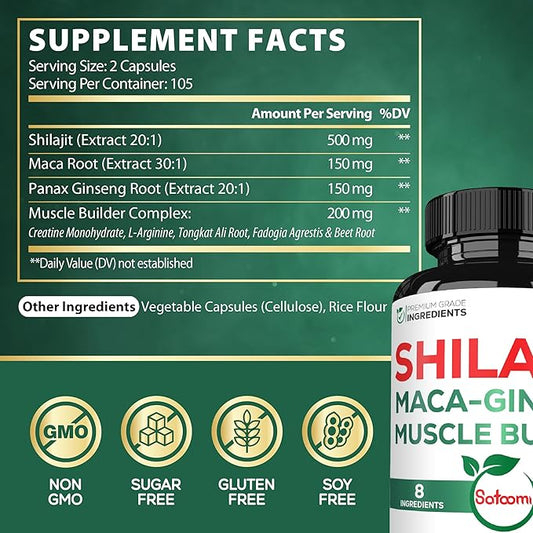 Shilajit Pure Himalayan Organic 8in1 with 210 Capsules 105 Servings