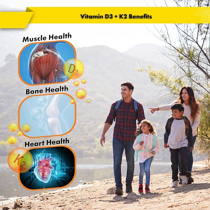 Buried Treasure Vitamin D3 & K2 Drops - 5000 IU D3 with 100 mcg K2 for Bone, Heart & Immune Support, Sugar Free, 2 fl oz