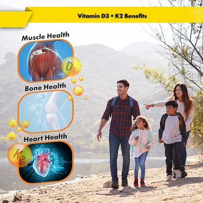 Buried Treasure Vitamin D3 & K2 Drops - 5000 IU D3 with 100 mcg K2 for Bone, Heart & Immune Support, Sugar Free, 2 fl oz