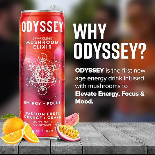 Odyssey Elixir Sparkling Adaptogen Drink, Low 12 Fl 12 Pack