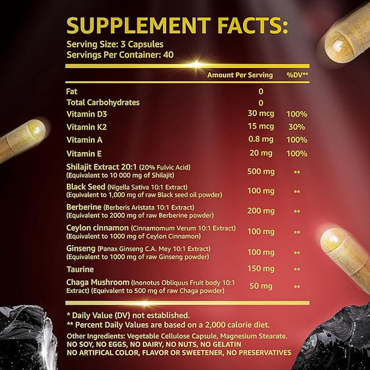Pure Himalayan Shilajit Capsules All-in-1 Fulvic 2) -