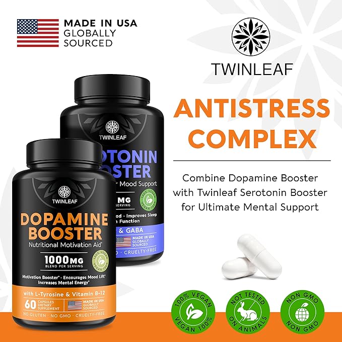 Dopamine Brain Support Supplement, 1000 mg Blend B12 and 60 Capsules