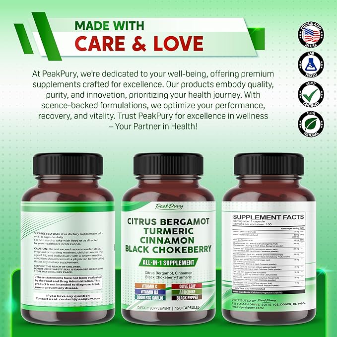 Citrus Bergamot 7500mg Cinnamon 6000mg Black 6000mg Turmeric 2500mg -