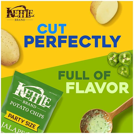 Kettle Brand Potato Chips, Jalapeno Kettle Chips, Party Size, 13 Oz