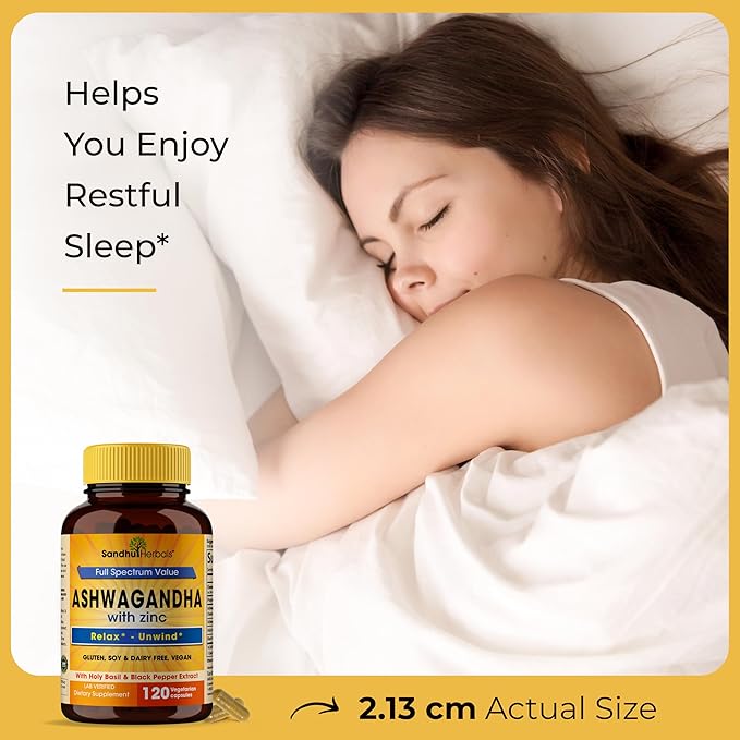 Sandhu Herbals Ashwagandha Supplement|120 Organic 4 1 Capsules, 2 months supply|8000mg with