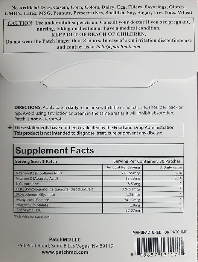 PATCHMD Glutathione Plus Topical Patch - 30 Day Supply