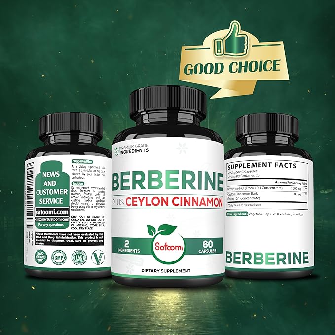 1500mg Berberine with Ceylon Cinnamon Supplement 60 Capsules