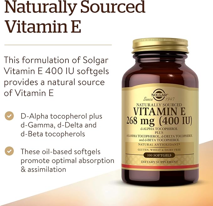 Solgar Vitamin E 268 MG (400 100 Softgels 100 Servings