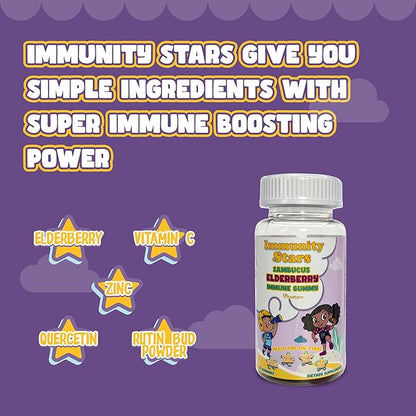 Elderberry Gummies with Vitamin C and Zinc, Sambucus Elderberry Family Immune Boost Gummies, 30 Gummies Delicious Defense for Kids and Adults