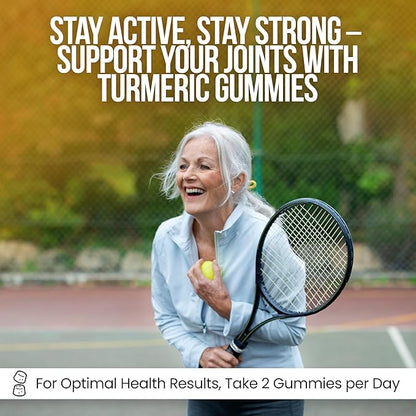 Turmeric Gummies for Adults - Extract 8:1 2000mg - Black Pepper and Ginger Supplements for Joint Support - Vegetarian Chewable Vitamins Supplement - Peach Flavor Gummy Chews - Pack of 2