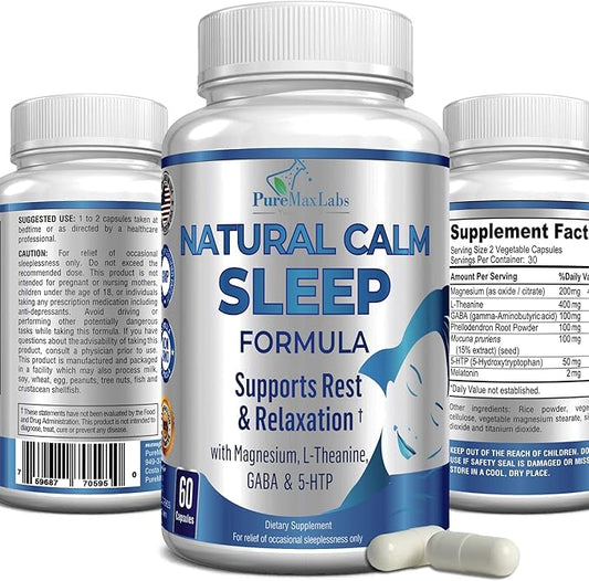 Natural Calm Sleep Aid with Magnesium, 5-Htp | 60 Capsules