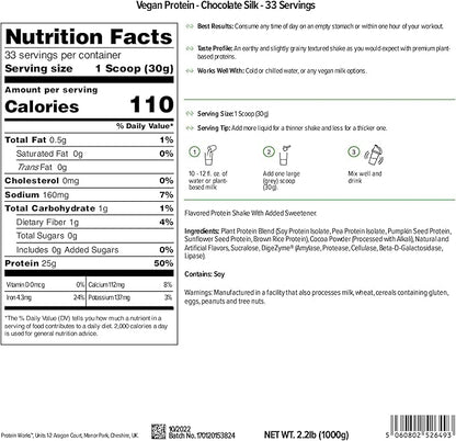 Vegan Protein Powder 100% Plant-Based 25g Protein 2.20 Pounds