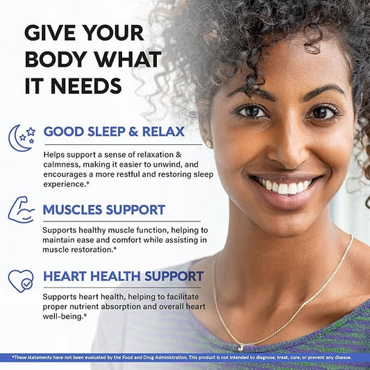 Magnesium Glycinate 500 mg - Chelated Supplement - with Vitamin B6 & D3 - High Absorption 98% - Support for Sleep, Muscle & Heart Health - Made in USA, Lab Tested & Non-GMO - 240 Capsules