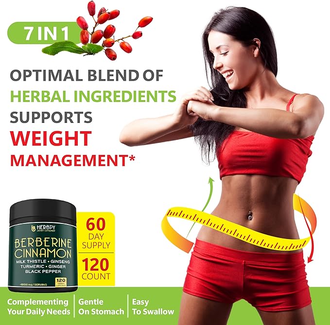 Berberine and Ceylon Cinnamon for Weight 7in1 with 120 Vegan