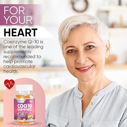 CoQ10 100mg Gummies, High Absorption Coenzyme Q10 Gummy, 60 Count 1 Month