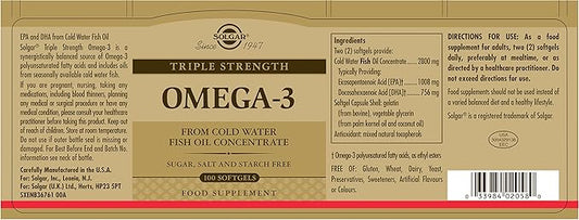Solgar Triple Strength Omega-3 950 mg, 100 Softgels 100 Servings