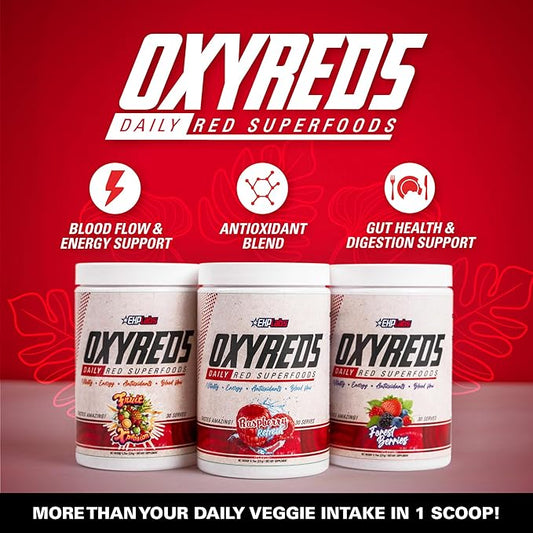 EHP Labs OxyReds Superfood Beets Powder - Nitric Oxide Supplement, Organic Beet Root Powder, Immune Support Supplement & Prebiotics for Digestive Health, Beet Powder - Forest Berries, 30 Servings