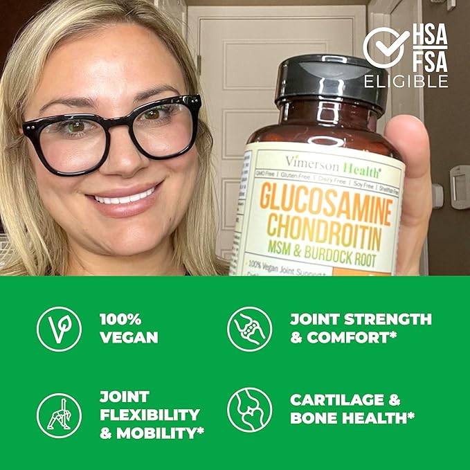 Vegan Glucosamine Chondroitin MSM 100% Vegan 1500 mg. 90 Capsules