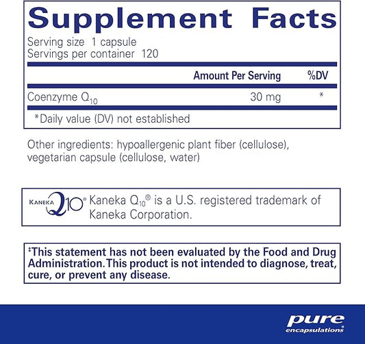 Pure Encapsulations CoQ10 30 mg Q10 Supplement 120 Capsules