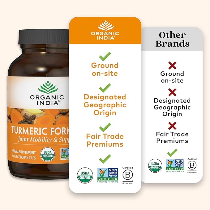 ORGANIC INDIA Turmeric Curcumin with Black Pepper 180 Capsules
