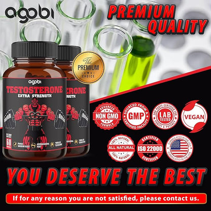 agobi Herbal Test Support for Male Supplement - Support Efficiency, Speed, Strength, Flexibility - Body Booster - 2 Packs 60caps - 2 Month Supply