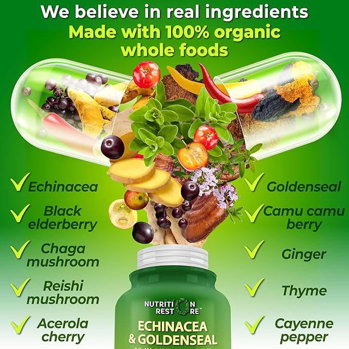 Echinacea Goldenseal Capsules 10 in 1 Immune 1455mg - 2 Month