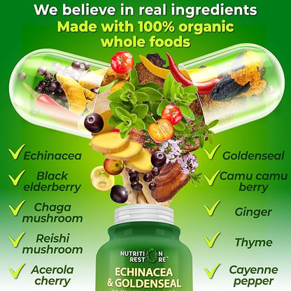 Echinacea Goldenseal Capsules 10 in 1 Immune 1455mg - 2 Month