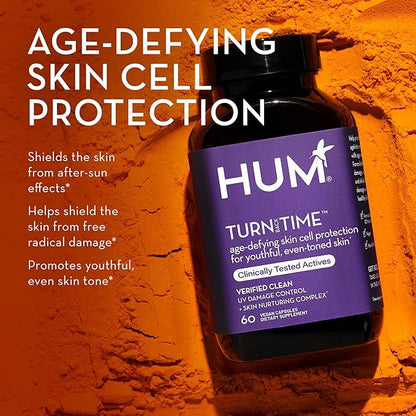 HUM Turn Back Time - Supplement for Youthful Skin with Tumeric, Green Tea Polyphenols & Lutein - Skin Anti Aging Capsules for Even Tone (60-Count)